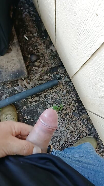 Pissing and jerk off outside