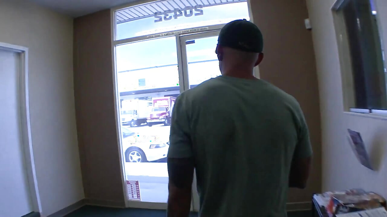 Inked babe is pleasuring guy's big wang