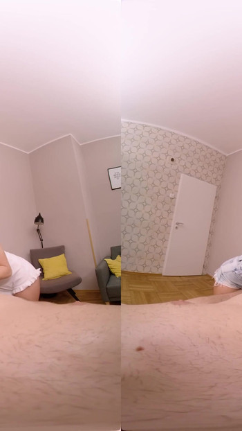 Powerful moment from "Two Girls Take Turns Massaging My Cock - Virtual Real Porn"