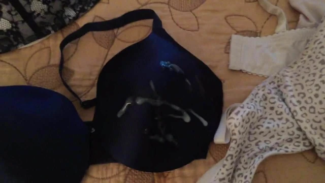 Stroking with wife bra and panties
