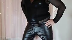 Slutty tv in leather pants