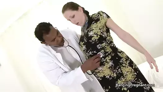 Heavily pregnant brunette fucked by a black man