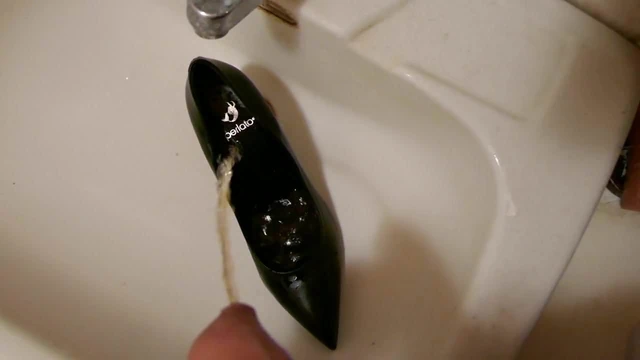 Piss in wifes black stiletto heel