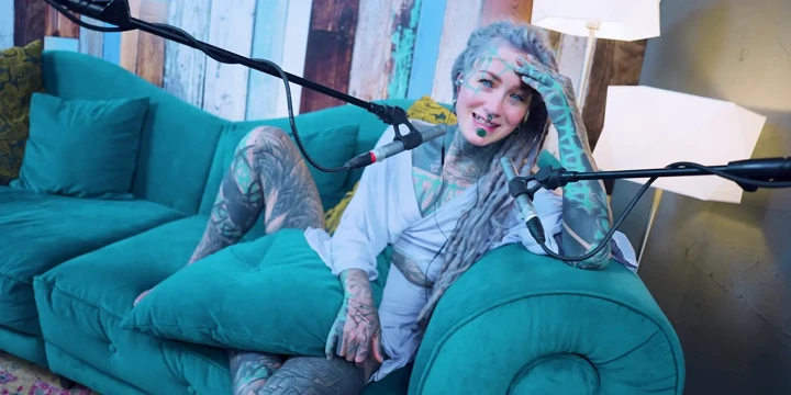 I talk about H - Happiness - ASMR podcast SFW talking goth skinny girl dreadlocks tattoo model inked girl