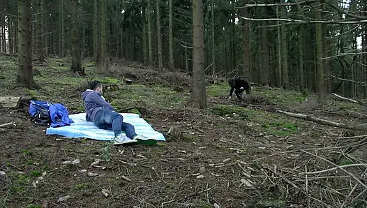 Wild Forest DP Fuck Inked Babe Outdoor