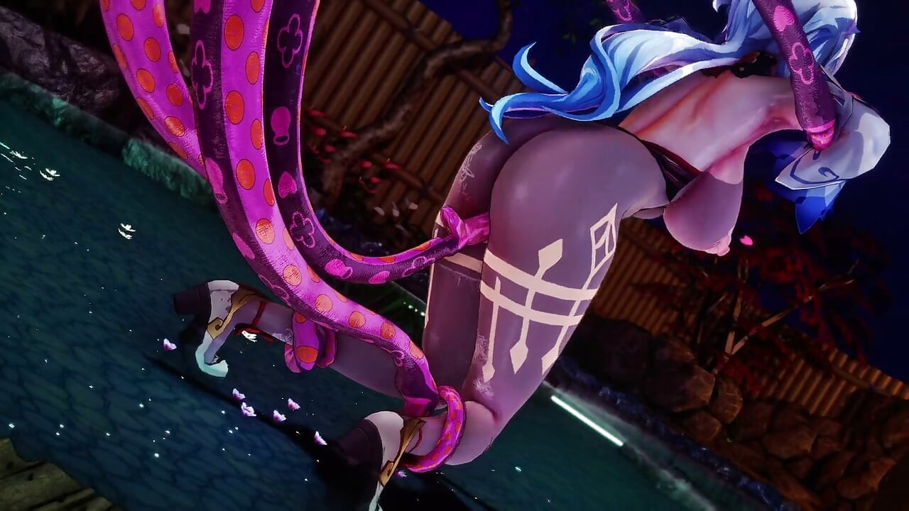 Genshin Impact - Καυτή Πηγή Τέρας Γαμάει την Κερατάρα Ganyu - 3D Hentai Animations