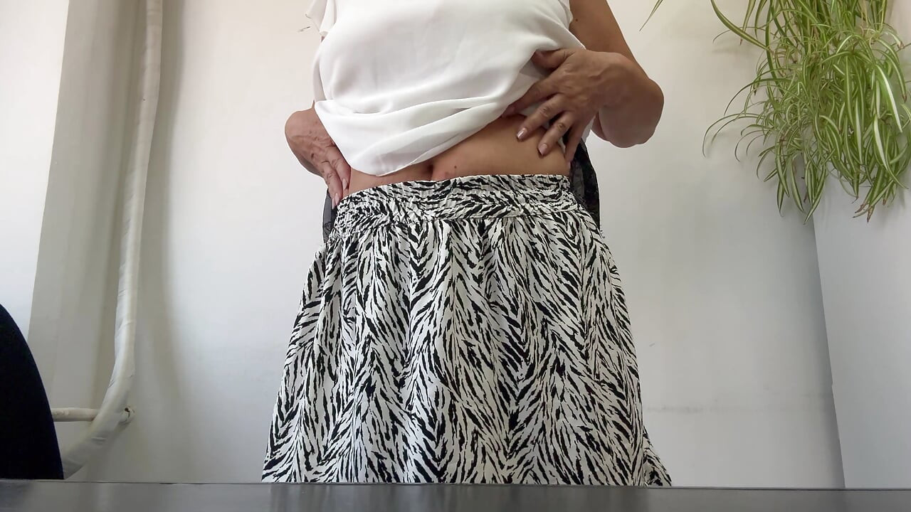 Horny sexy milf does striptease at work
