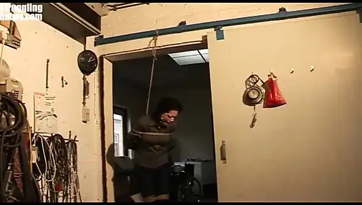 Steffi Dangling on Rope Tightly Ballgagged
