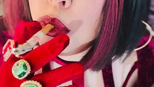 Velvet und Zigaretten! Tina Snua Kette raucht 2 Cork 100 Zigaretten - Driftende OMI OME Snaphals-Raucher