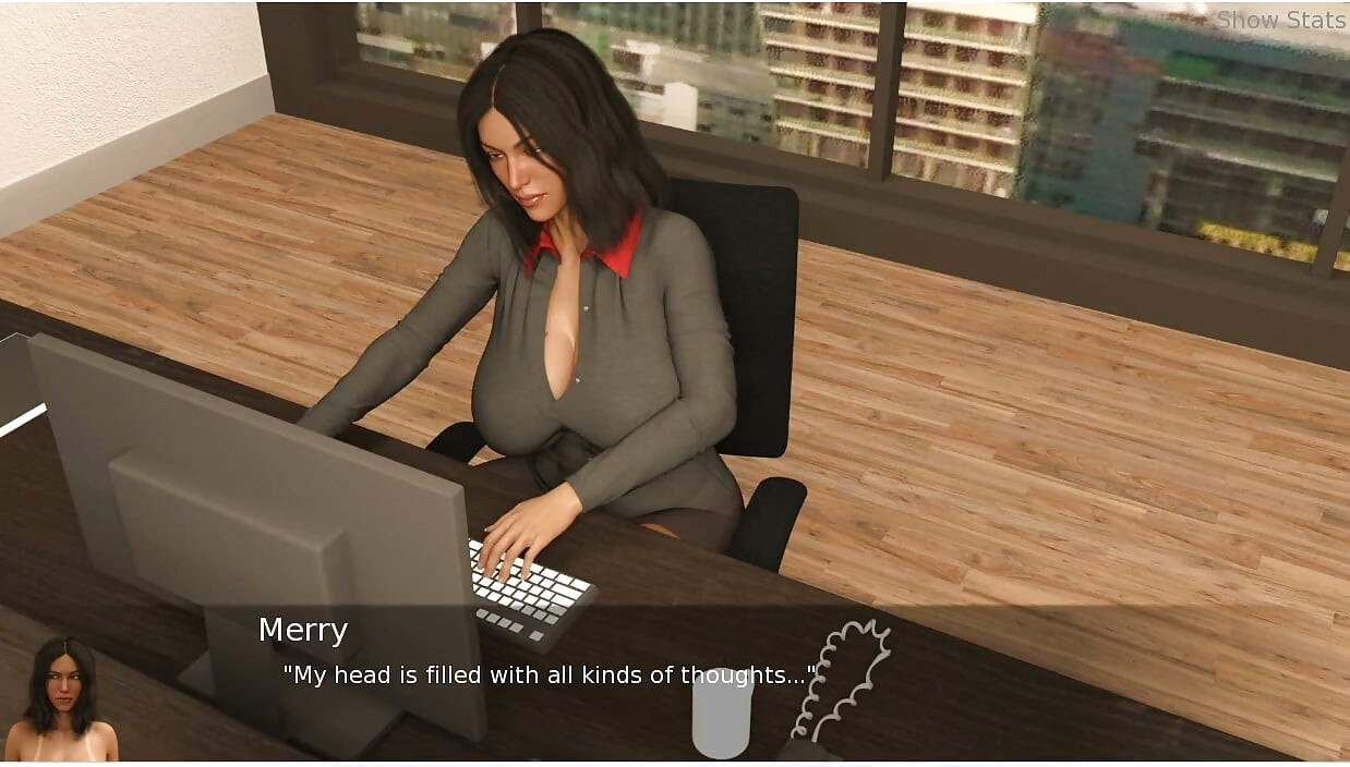 Project hotwife - gameplay - juego de roles - esposa de oficina muestra sus activos