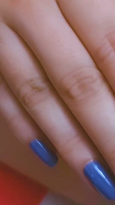 Teen with beautiful nails and legs is painting her nails while masturbate | Clip 1