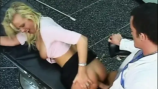 Beautiful Young Blonde with Big Tits Fucked and Cumshot on Her Ass by Gynecologist