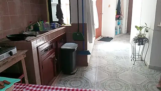 Mom in Bralett in the Kitchen