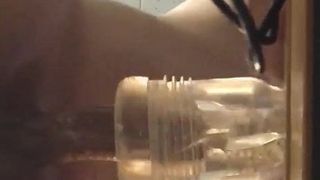 Asian teen fuck his clear fleshlight and cum