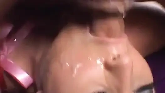 Big tits doll is collecting semen inside her pussy after anal bang