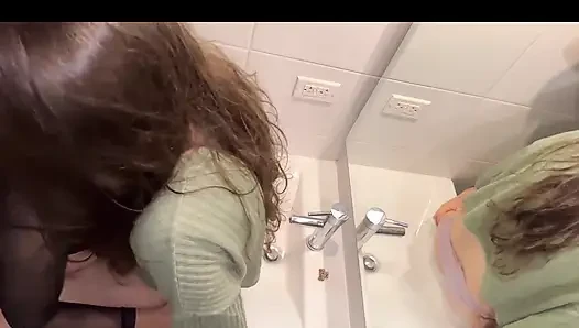 We have sex in the bathroom, while my husband is in the kitchen