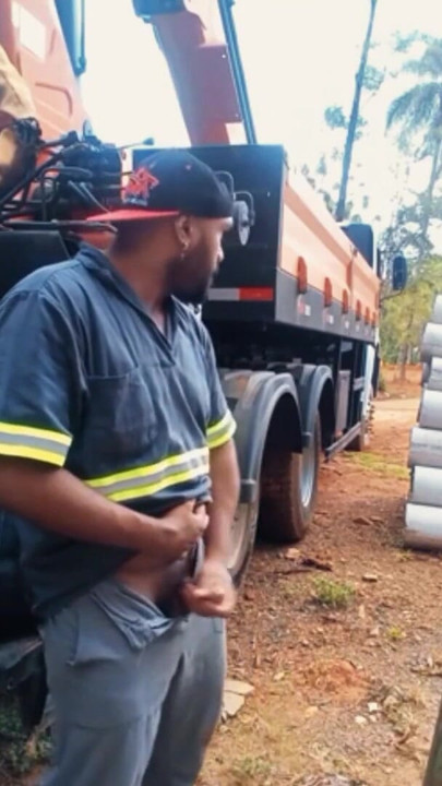 Worker Masturbating at the Construction Site Hidden Behind the Company Truck | Clip 1