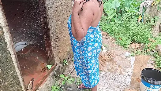 Hottest step mom bathing out side