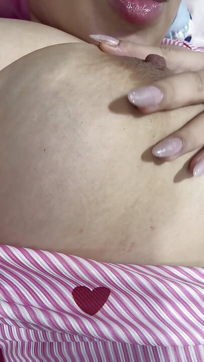 Hot mom massages her huge tits delicious