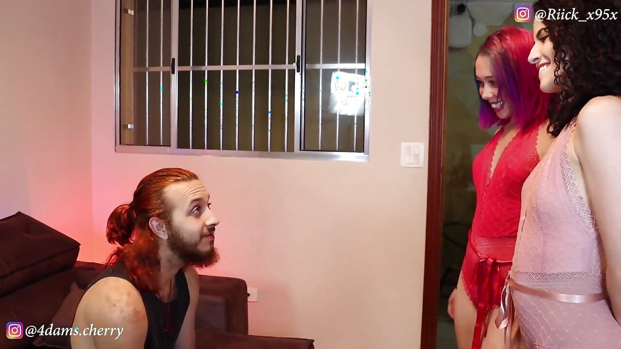 Menage as a birthday gift  - I gave my pussy and let him fuck my friend Lady Snow as a gift, ended up cumming on both of them!!