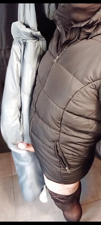 Fucking the lining of her sweet puffercoat