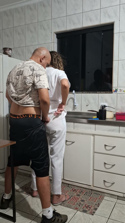 Banging the maid from behind in the kitchen. | Clip 1