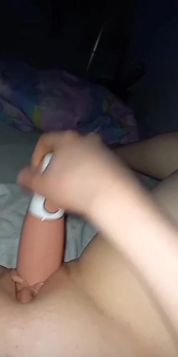 Masturbation with a big vibrator