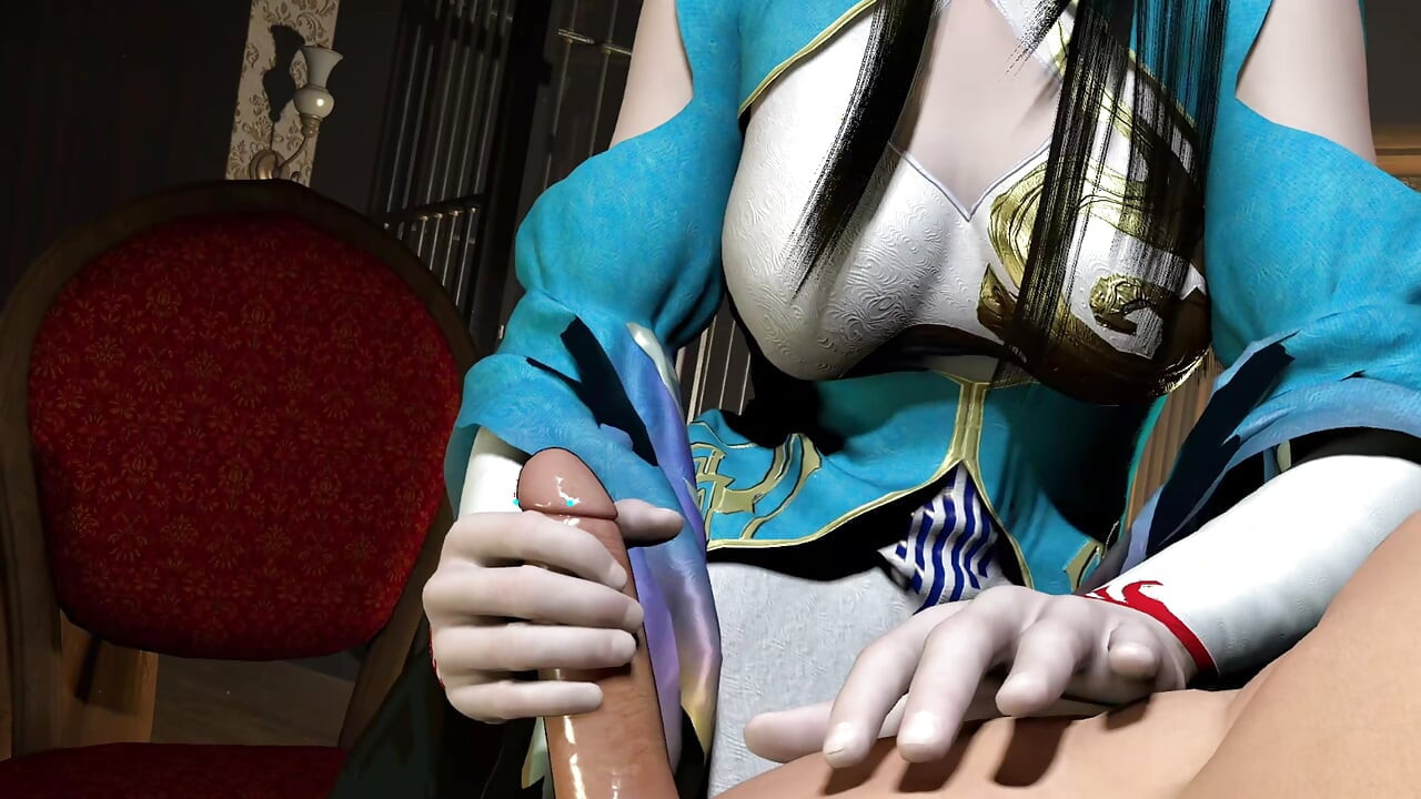 3D two horny slut cosplay babe sharing one  big cock