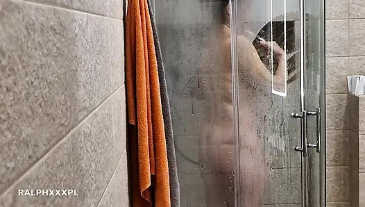 I watch my Stepmom masturbate while taking a shower