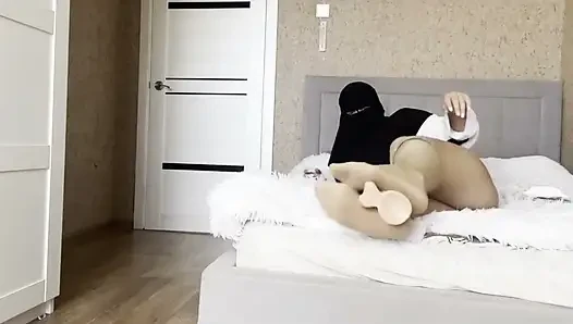 Arab Khalifa in Stockings Gives Jerk off Instructions to Stepson