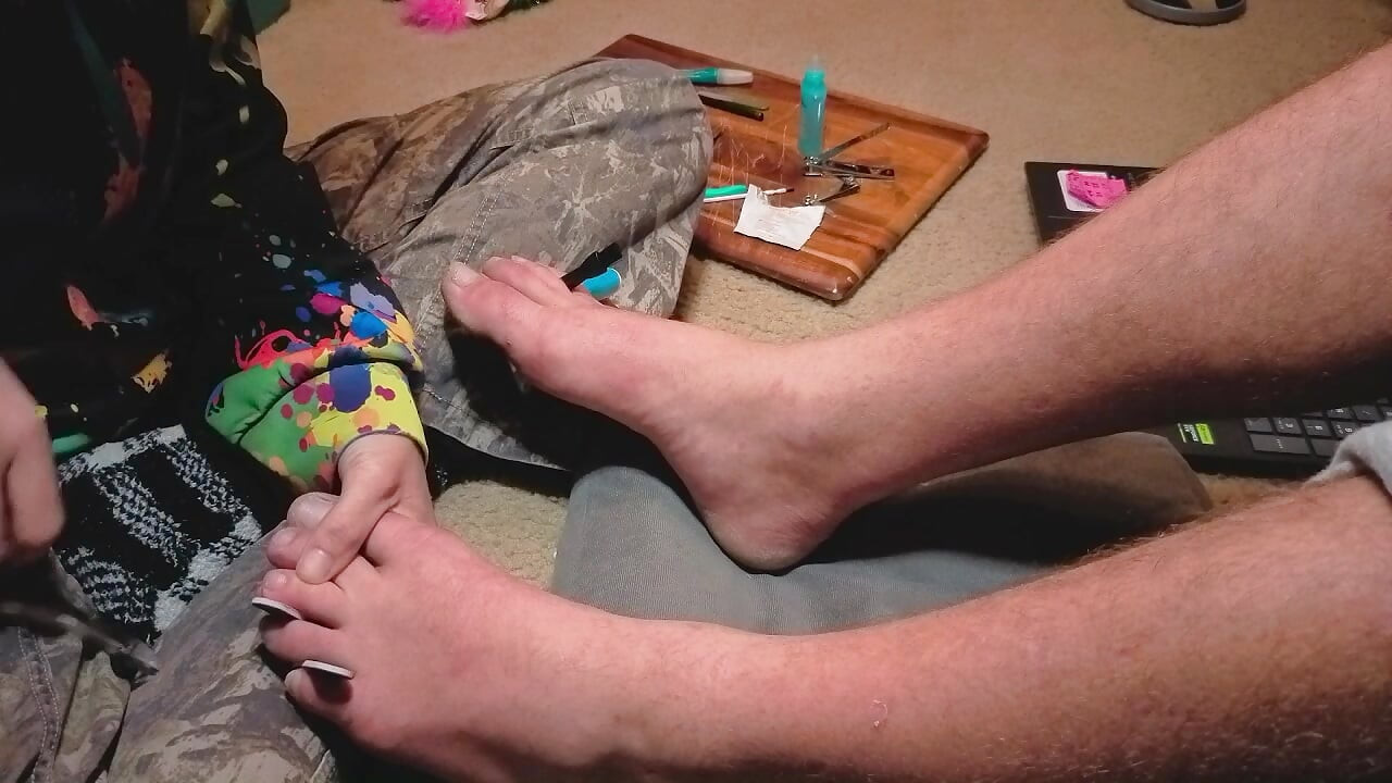 Melody Gives Her Master a Pedicure