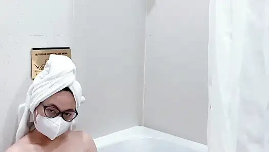 The charm of a black kebaya woman takes a shower and masturbates