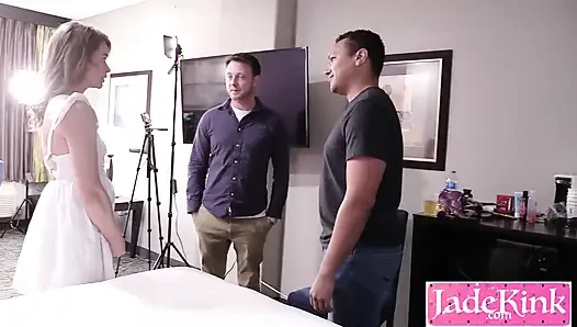 Amateur cuckold real girlfriend fucking two strangers - MMF threesome