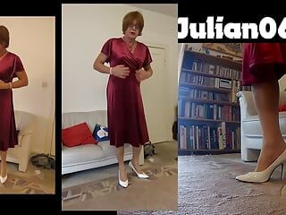 Julian069 Váy nhung màu đỏ