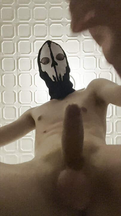 7 Inch (18cm) Hot Cock Owned by a Masked Slim Twink. Flashlight Intense Masturbation, Moaning.