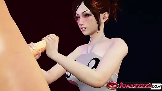 Rule34 Animation des perfekten körper-mädchen ashe im Pool schlampig nasser blowjob mit sinnlichem stöhnen und gloryhole-mundfick