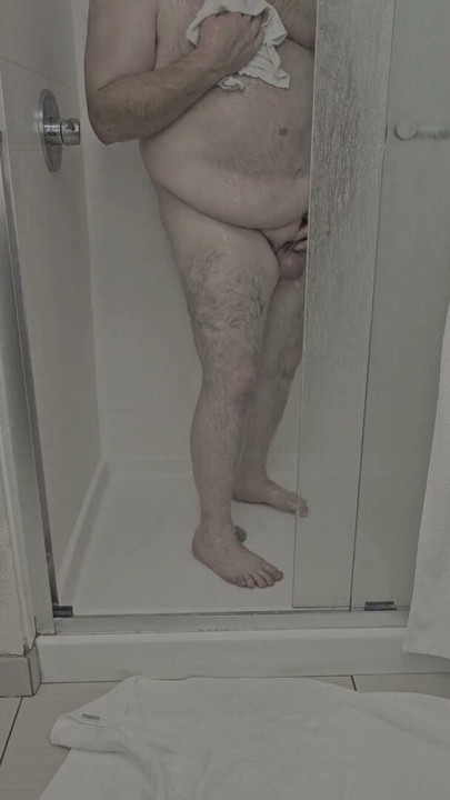 Chub with a small dick taking a Shower | Clip 1