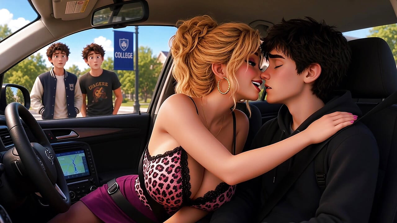 Vulgar stepmom decided to cheer up her 18 year old moody stepson in front of his friends