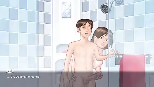 Stiefsohn duscht mit MILF stiefmutter Debbie und hatte versaute session (Summertime saga)