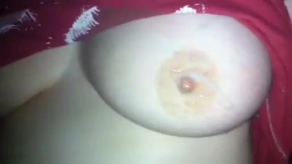 Cumming all over wife's tits