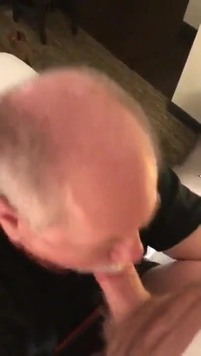 Daddy on his knees giving an amazing blowjob