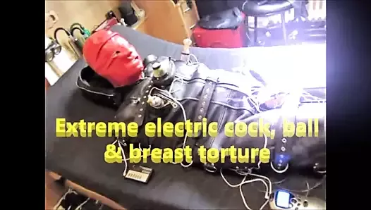 Extreme electric cock, ball & breast torture