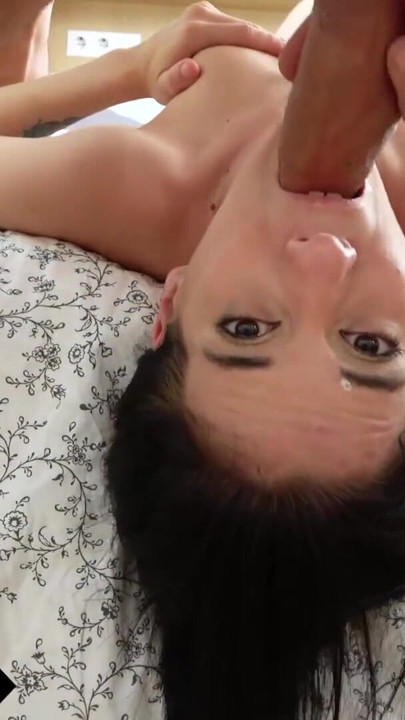 Petite Brunette Teen Gagging Blowjob On Big White Cock Leaves Her Dripping | Clip 2