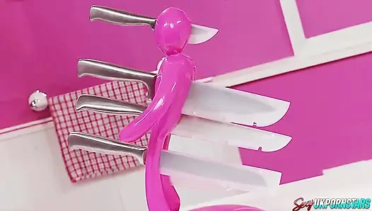 Küchenmädchen wird bei der arbeit geknallt