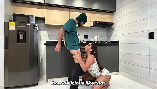 Big-breasted brunette MILF helps her brother-in-law when his wife is away