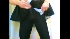 French maid opaque black tights cock cumshot orgasm