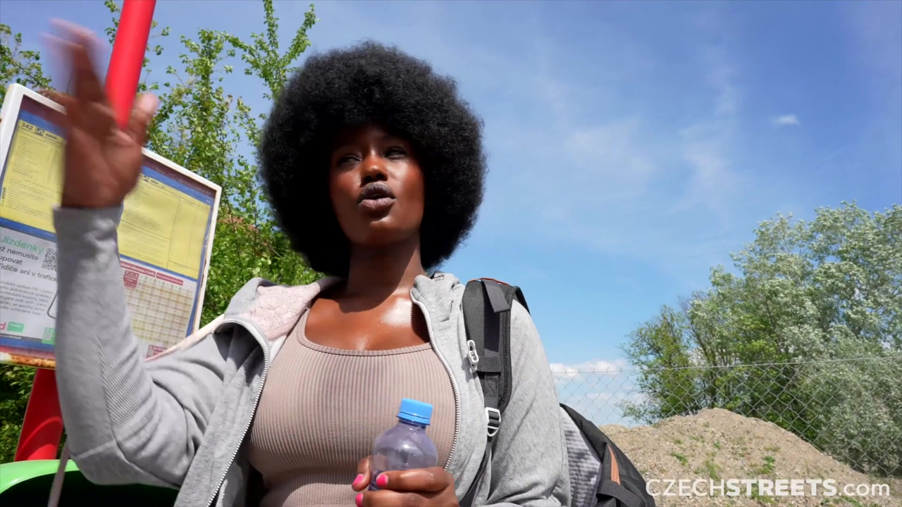 チェコの通り152:かわいい巨乳の黒人の女の子と急いで