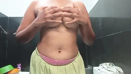 Indian Bhabhi Masturbation Masturbation Handjob bathroom with lust love