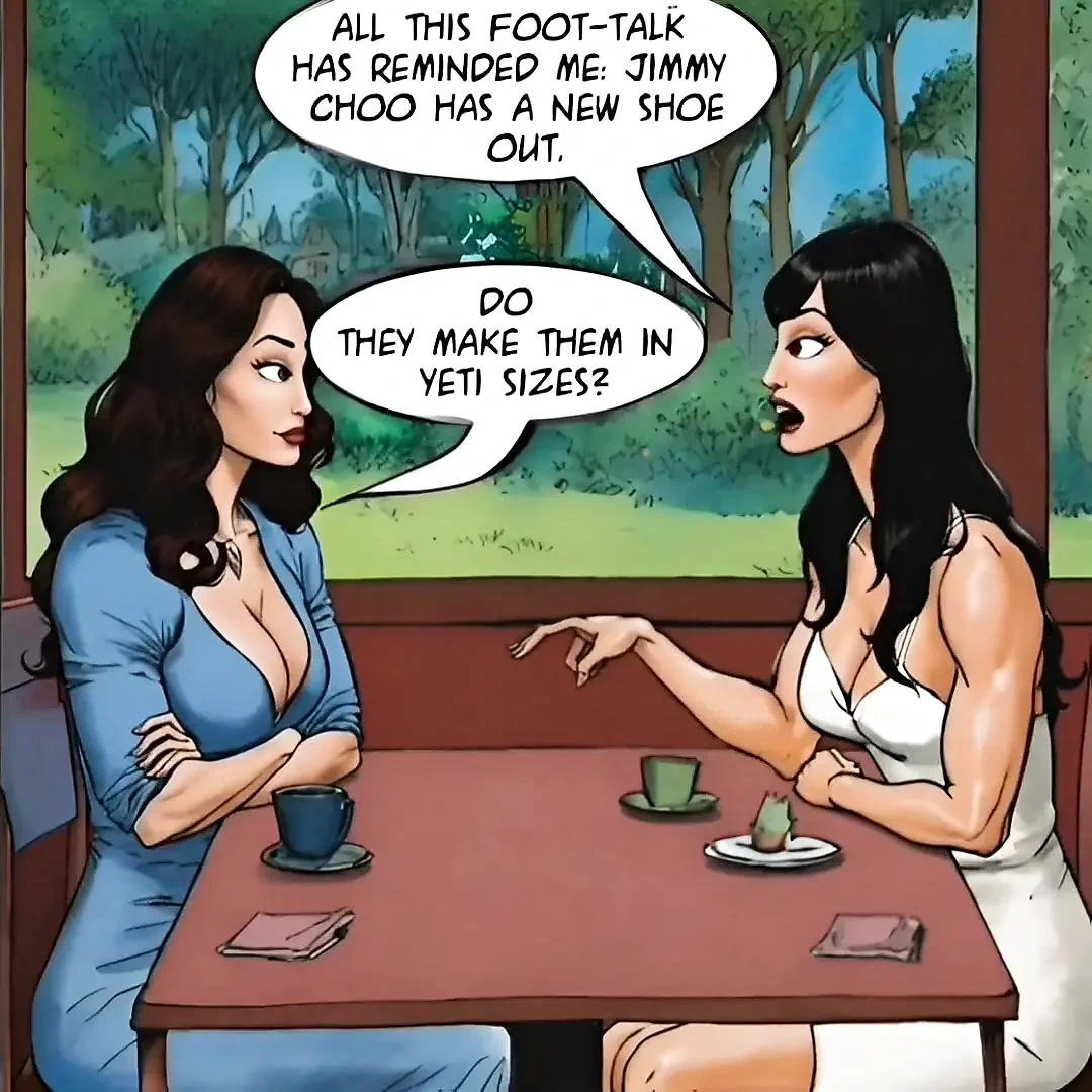 Innocence for Sale. Shoe Salesman Lick Smell Feet Shy Customer. Amazing Cartoon Ai