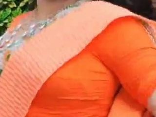Orange Saree Aunty